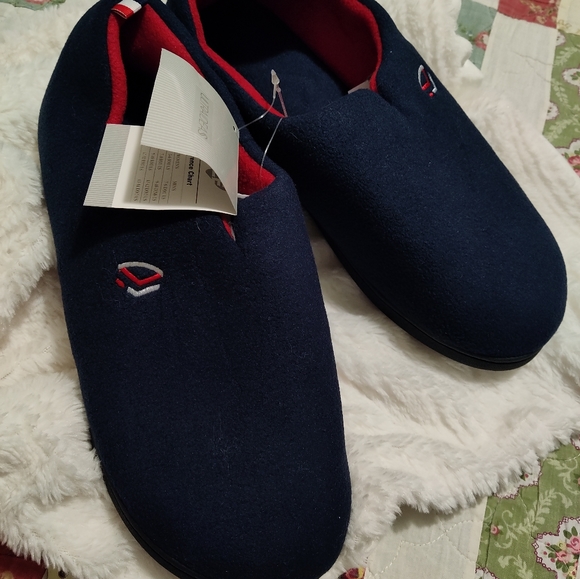 NWT Men's Polar Fleece Navy Blue Slippers, Size XL (13-14) - Picture 2 of 6